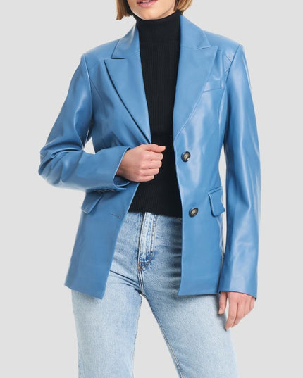 Corset Back Faux Leather Blazer