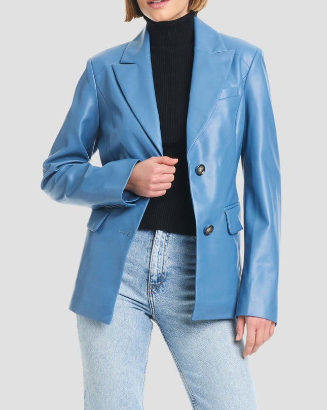 Corset Back Faux Leather Blazer