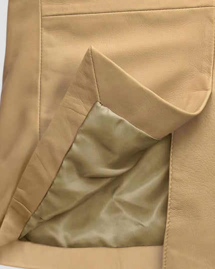 Soft Dark Beige Leather Blazer