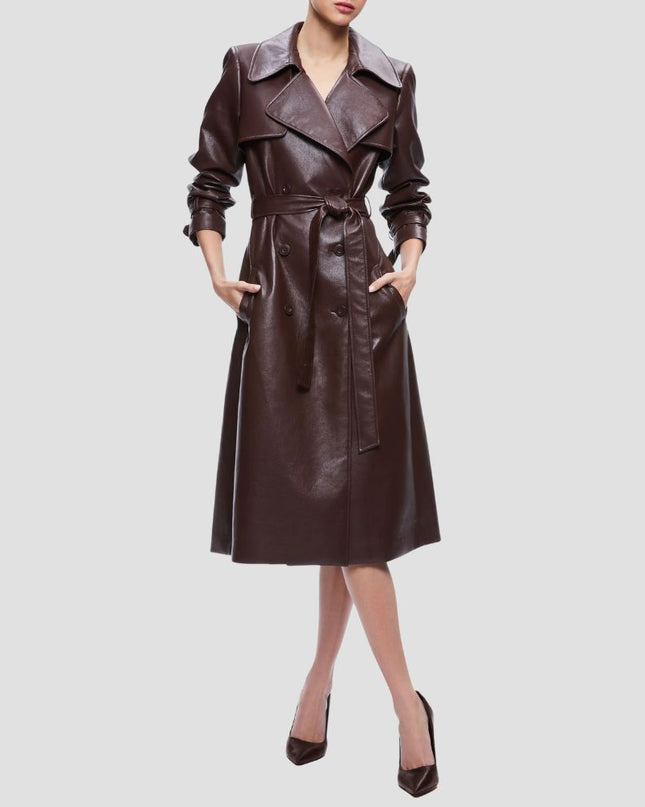 Elicia Faux Leather Trench Coat