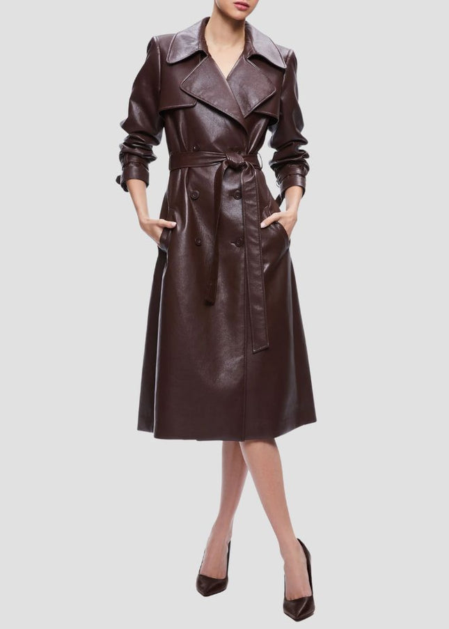 Elicia Faux Leather Trench Coat