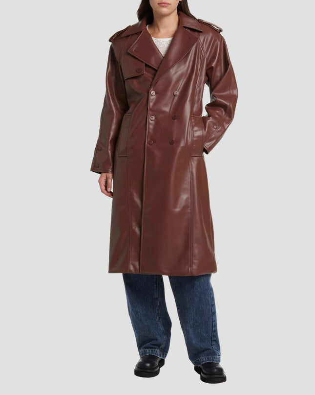 Montague Faux Leather Trench Coat