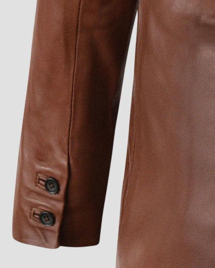 Tan Brown Leather Blazer