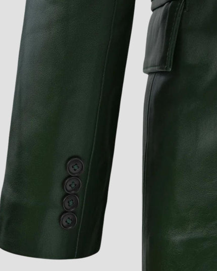 Vintage Green Leather Blazer