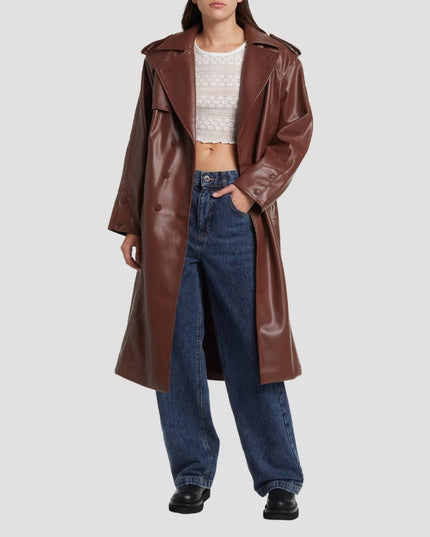 Montague Faux Leather Trench Coat