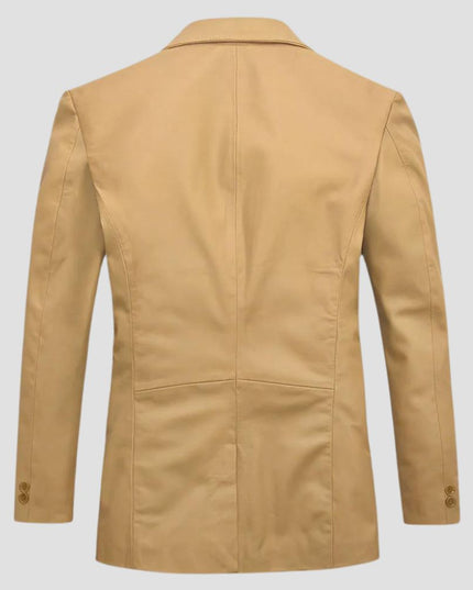 Soft Dark Beige Leather Blazer
