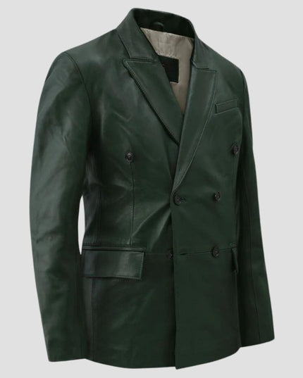 Vintage Green Leather Blazer