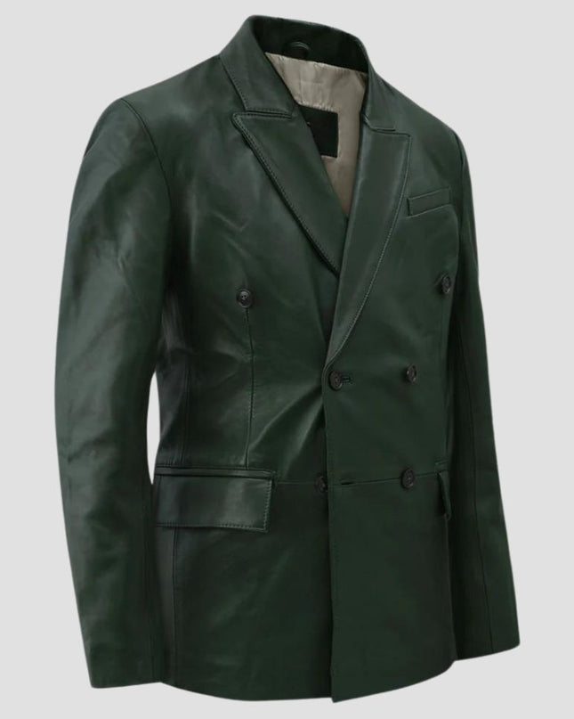 Vintage Green Leather Blazer