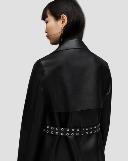Farren Leather Eyelet Belted Trench Coat