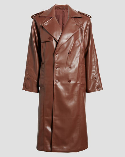 Montague Faux Leather Trench Coat