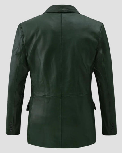 Vintage Green Leather Blazer