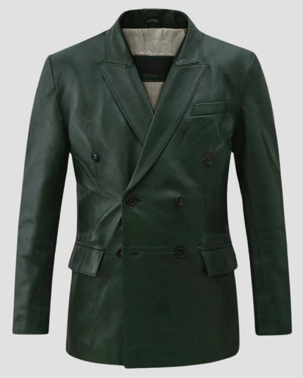 Vintage Green Leather Blazer