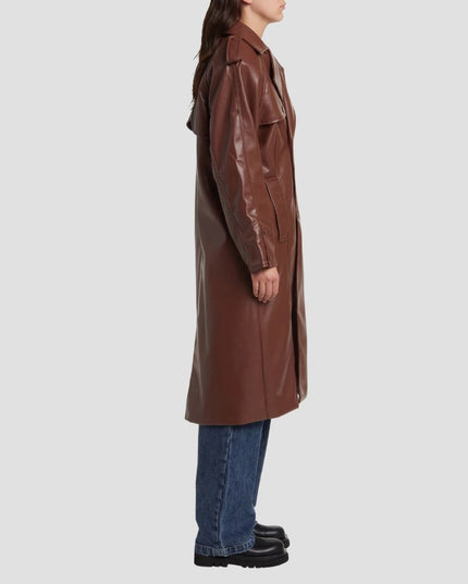 Montague Faux Leather Trench Coat