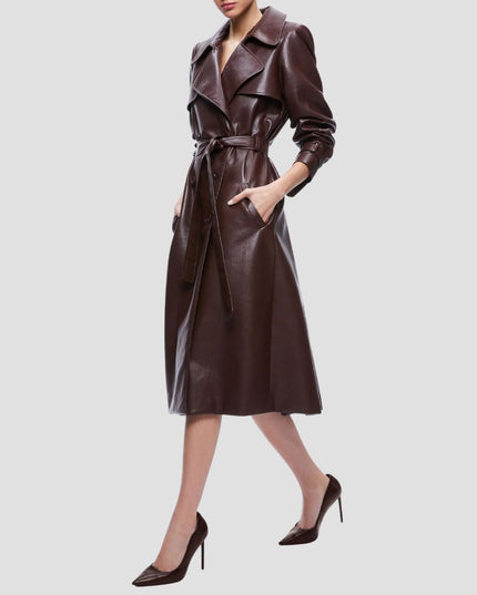 Elicia Faux Leather Trench Coat