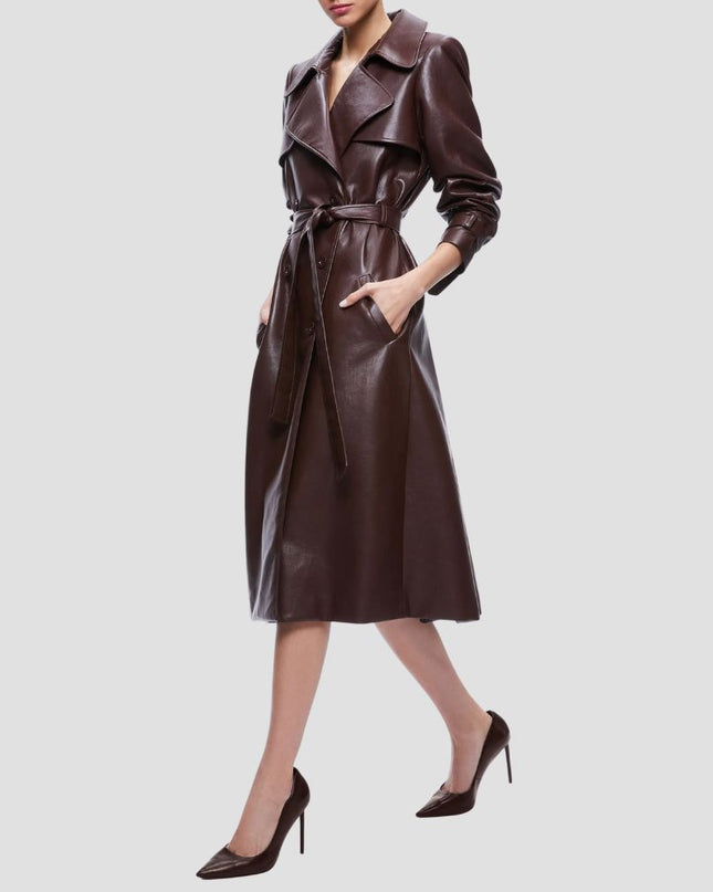 Elicia Faux Leather Trench Coat