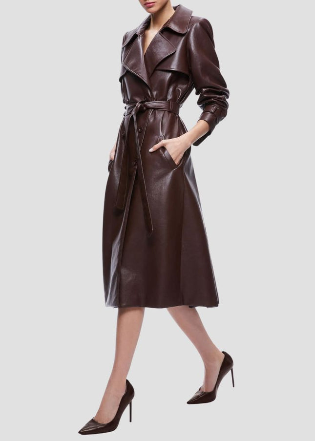Elicia Faux Leather Trench Coat