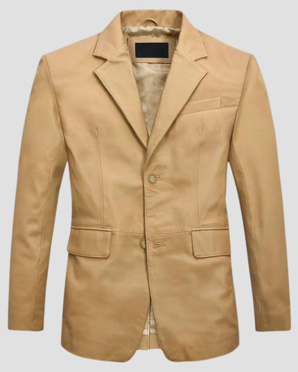 Soft Dark Beige Leather Blazer