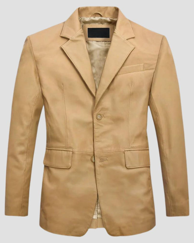 Soft Dark Beige Leather Blazer