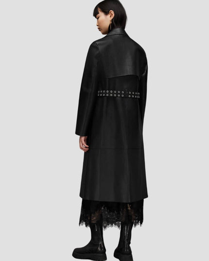 Farren Leather Eyelet Belted Trench Coat