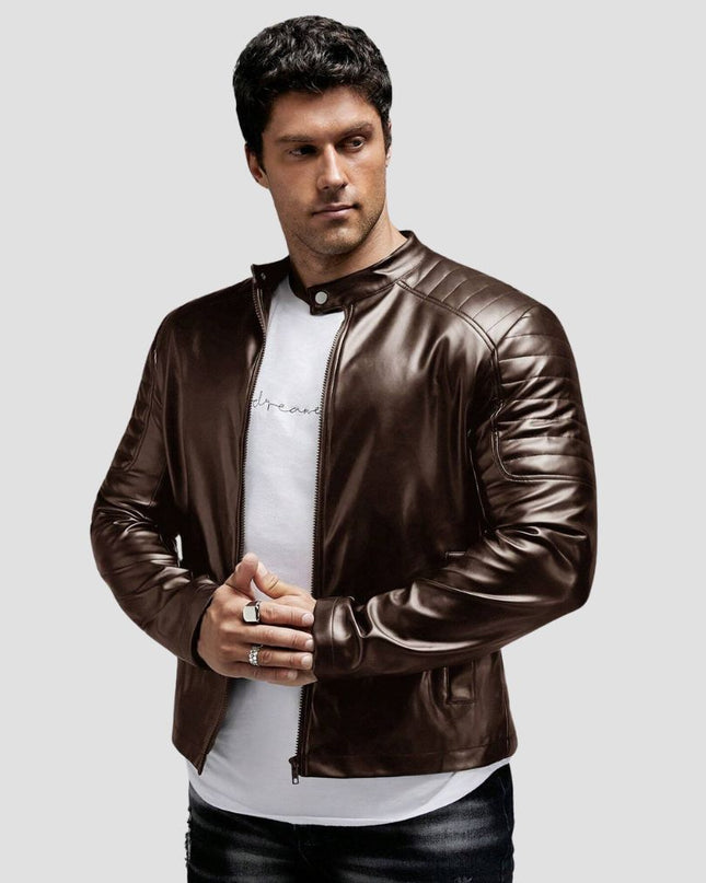 Manfinity Homme Men's Zip Up Leather Look Jacket