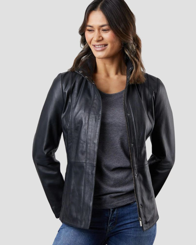 Mari Leather Jacket in Black