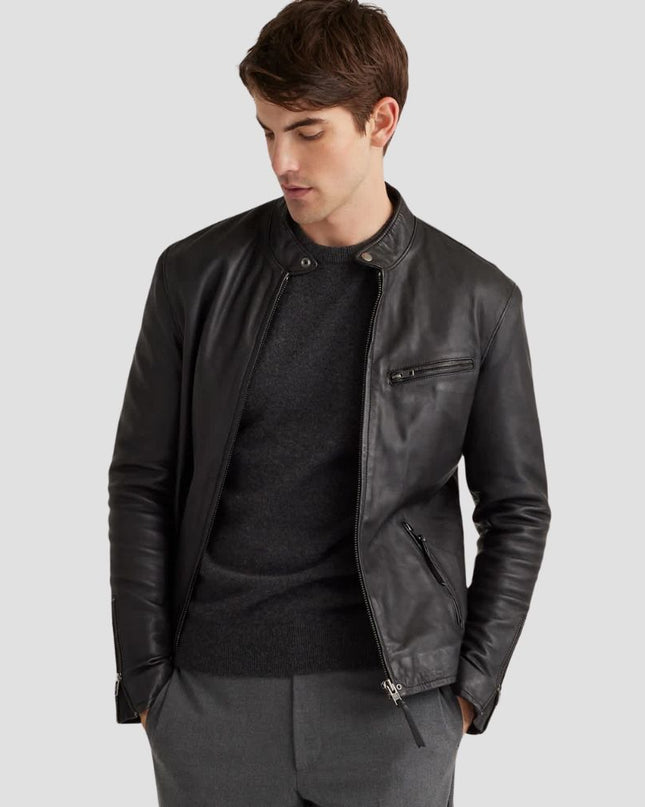 Leather Cafe Racer Jacket