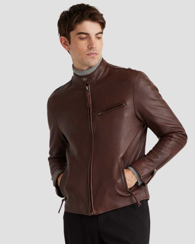 Leather Cafe Racer Jacket