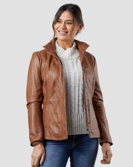 Mari Leather Jacket in Brown