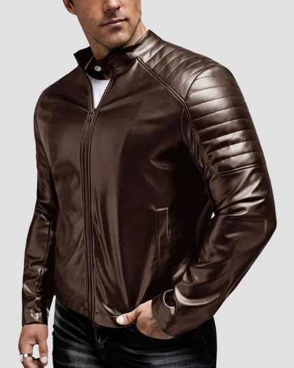Manfinity Homme Men's Zip Up Leather Look Jacket