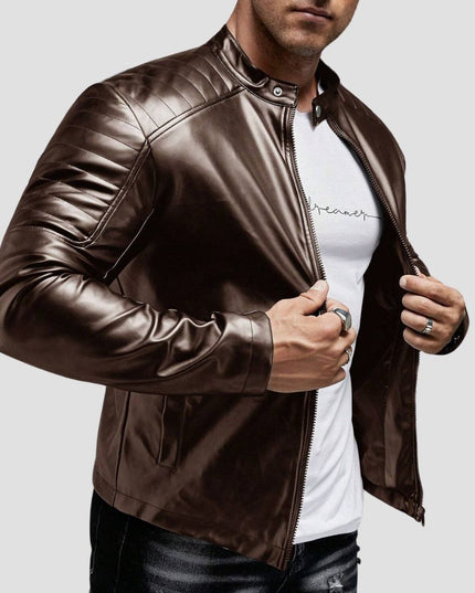 Manfinity Homme Men's Zip Up Leather Look Jacket