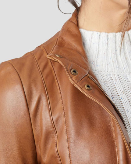 Mari Leather Jacket in Brown