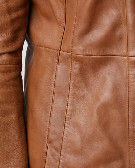 Mari Leather Jacket in Brown