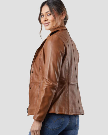 Mari Leather Jacket in Brown