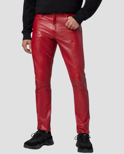 Slim Fit Rot Leather Trousers