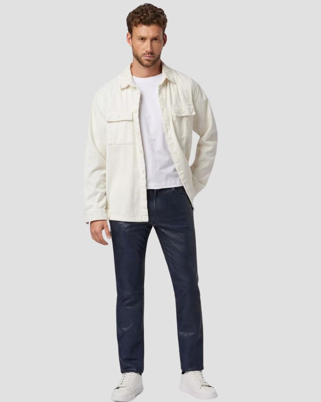 Stripe Faux Leather Skinny Fit Trousers