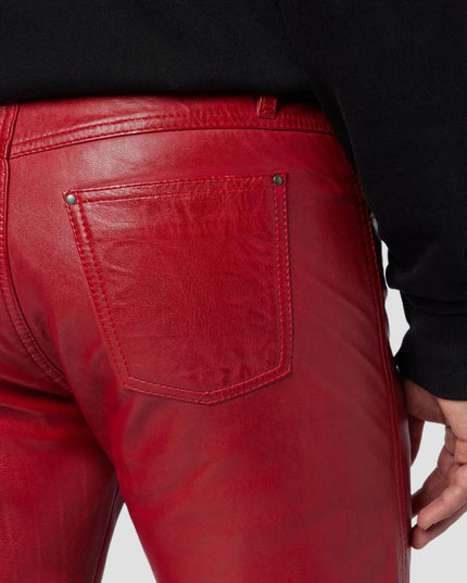 Slim Fit Rot Leather Trousers