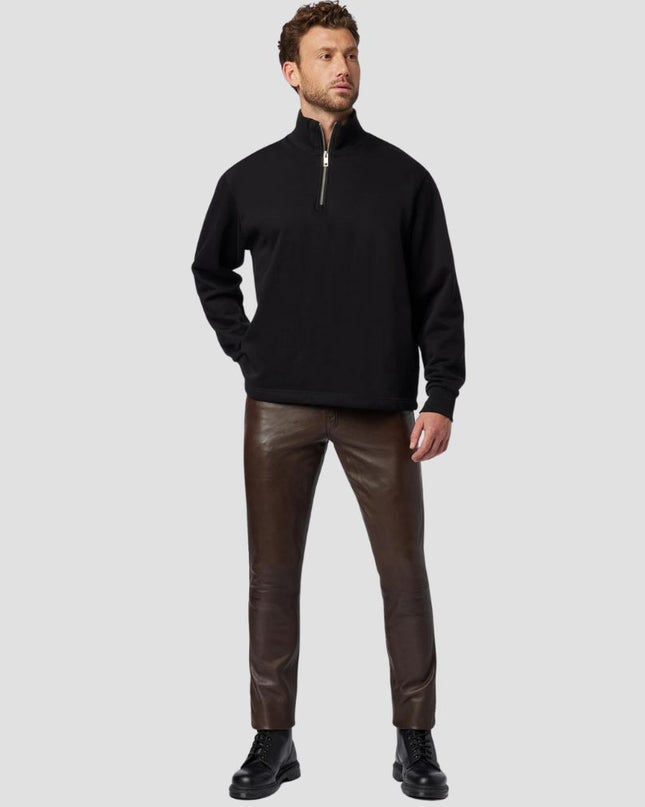 Slim Fit Leather Trousers