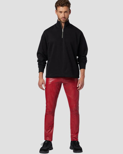 Slim Fit Rot Leather Trousers