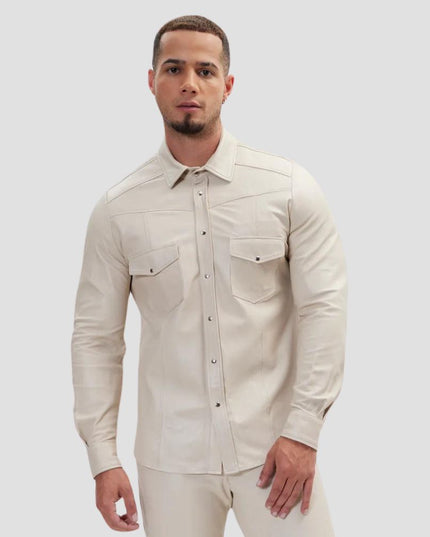 Beige Leather Shirt