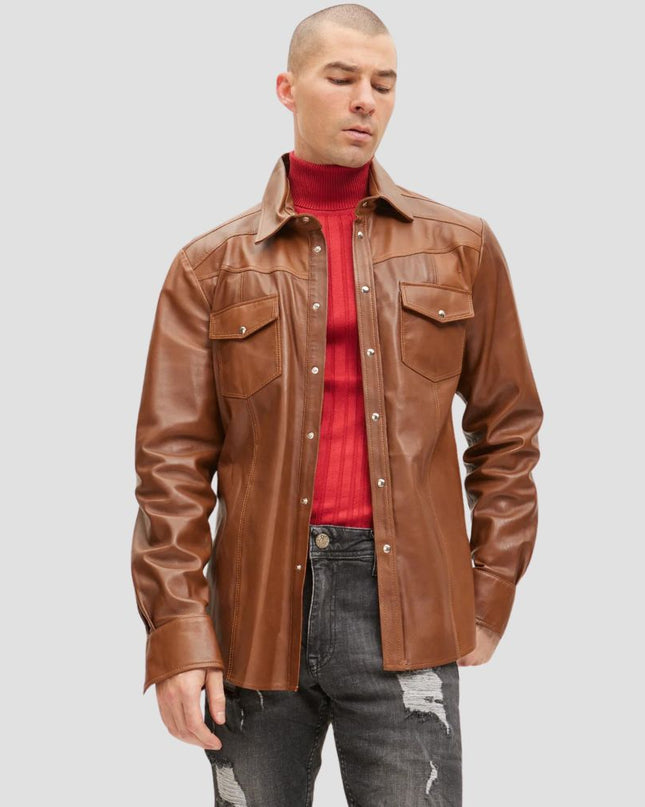 Brown Leather Shirt