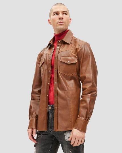 Brown Leather Shirt
