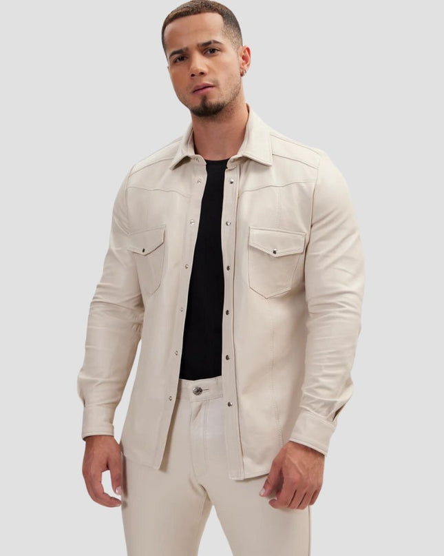 Beige Leather Shirt