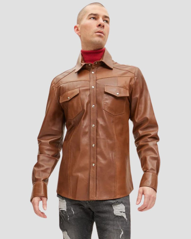 Brown Leather Shirt