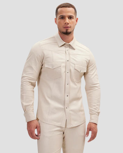 Beige Leather Shirt