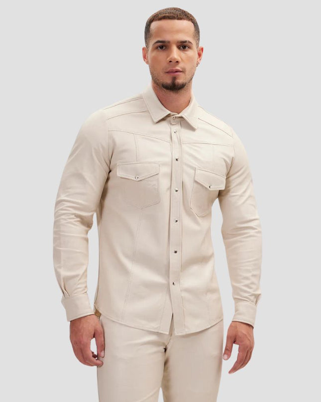 Beige Leather Shirt