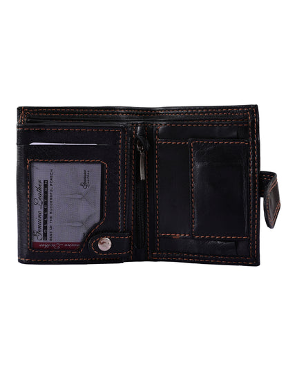Buffalo Leather Wallet for Men – Black Bifold, 7 Compartments