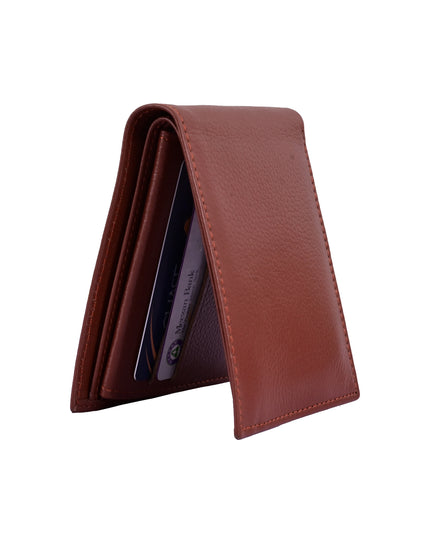 Buffalo Leather Wallet for Men – Reddish Brown Bifold, 8 Card Slots