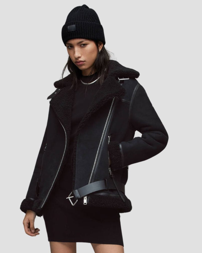 Rei Shearling Biker Jacket