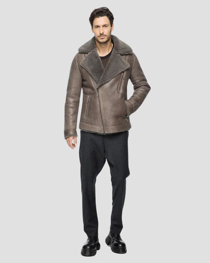 Warm Grey Shearling Jacket
