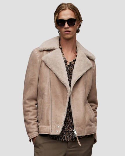 Rasco Relaxed Fit Shearling Biker Jacket